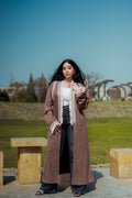 Coffe brown velvet suede kimono with special details-K10