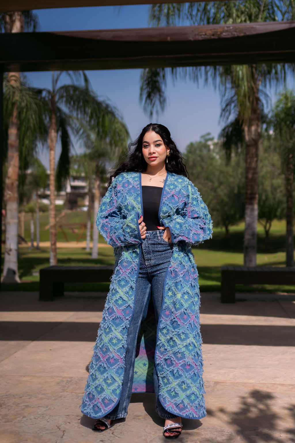 Double-face denim kimono.. you can wear in both sides-K08