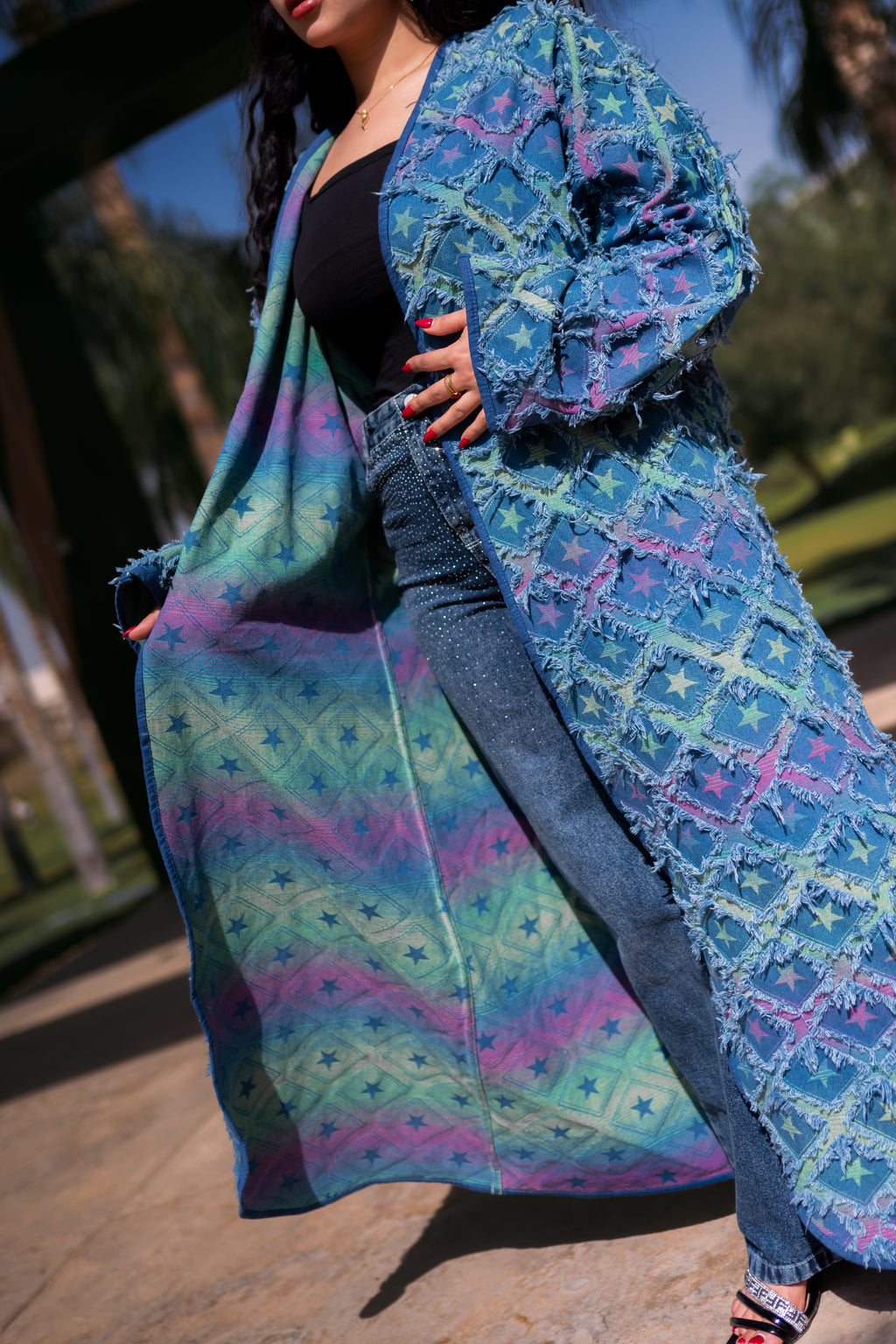 Double-face denim kimono.. you can wear in both sides-K08