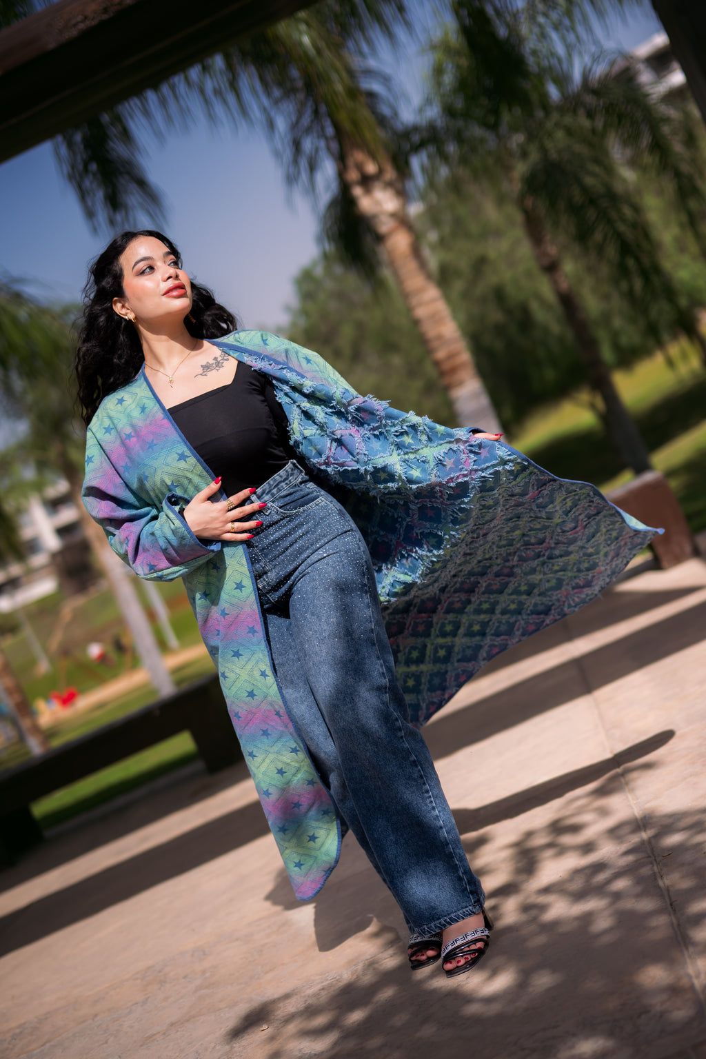 Double-face denim kimono.. you can wear in both sides-K08