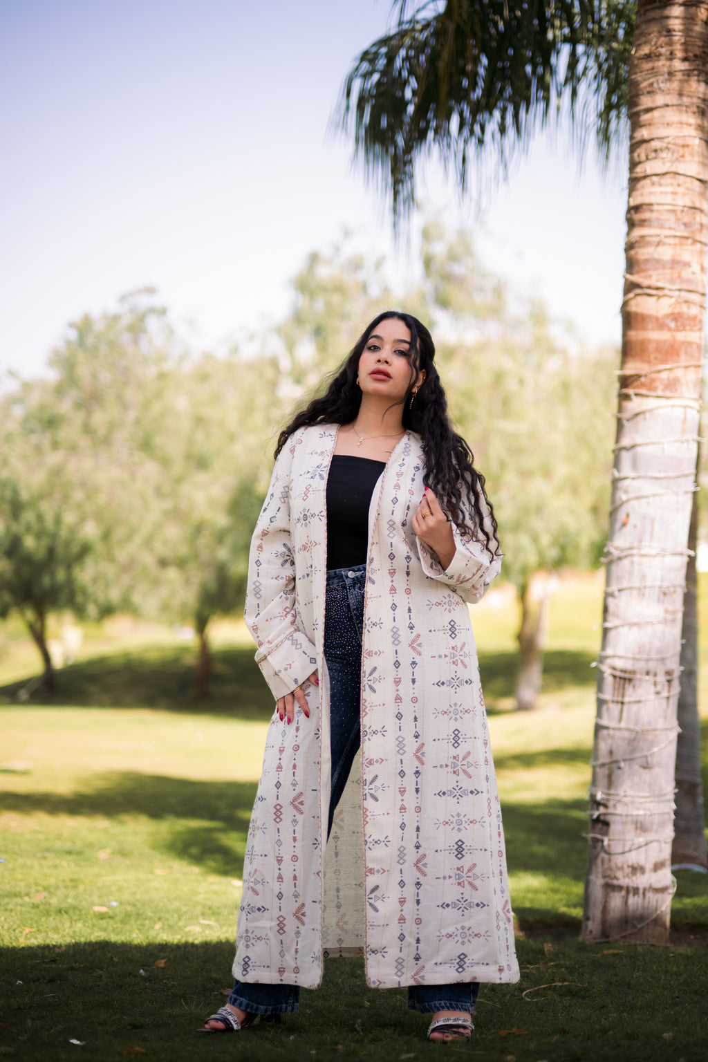 Printed Veloura linen cotton kimono-K03