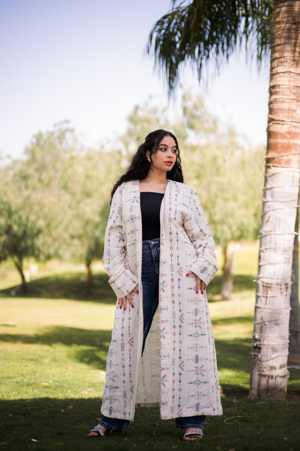 Printed Veloura linen cotton kimono-K03