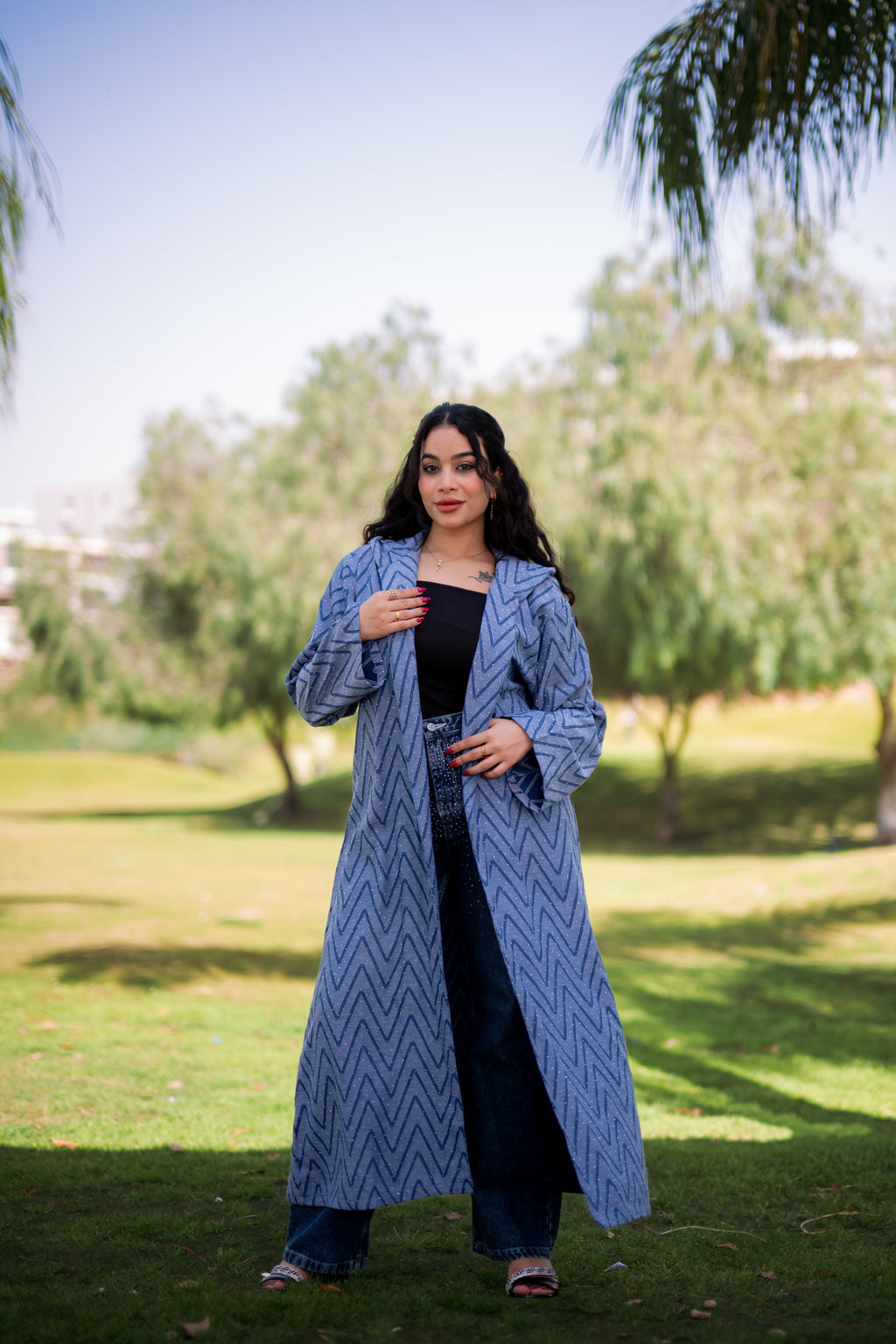 Elegant Jeans kimono with stras-K01