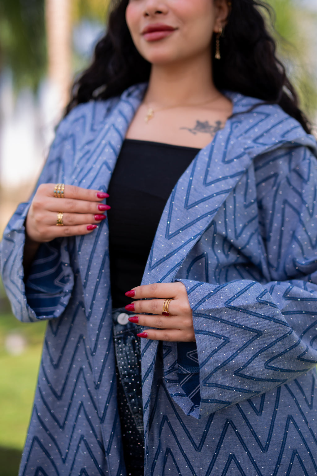 Elegant Jeans kimono with stras-K01