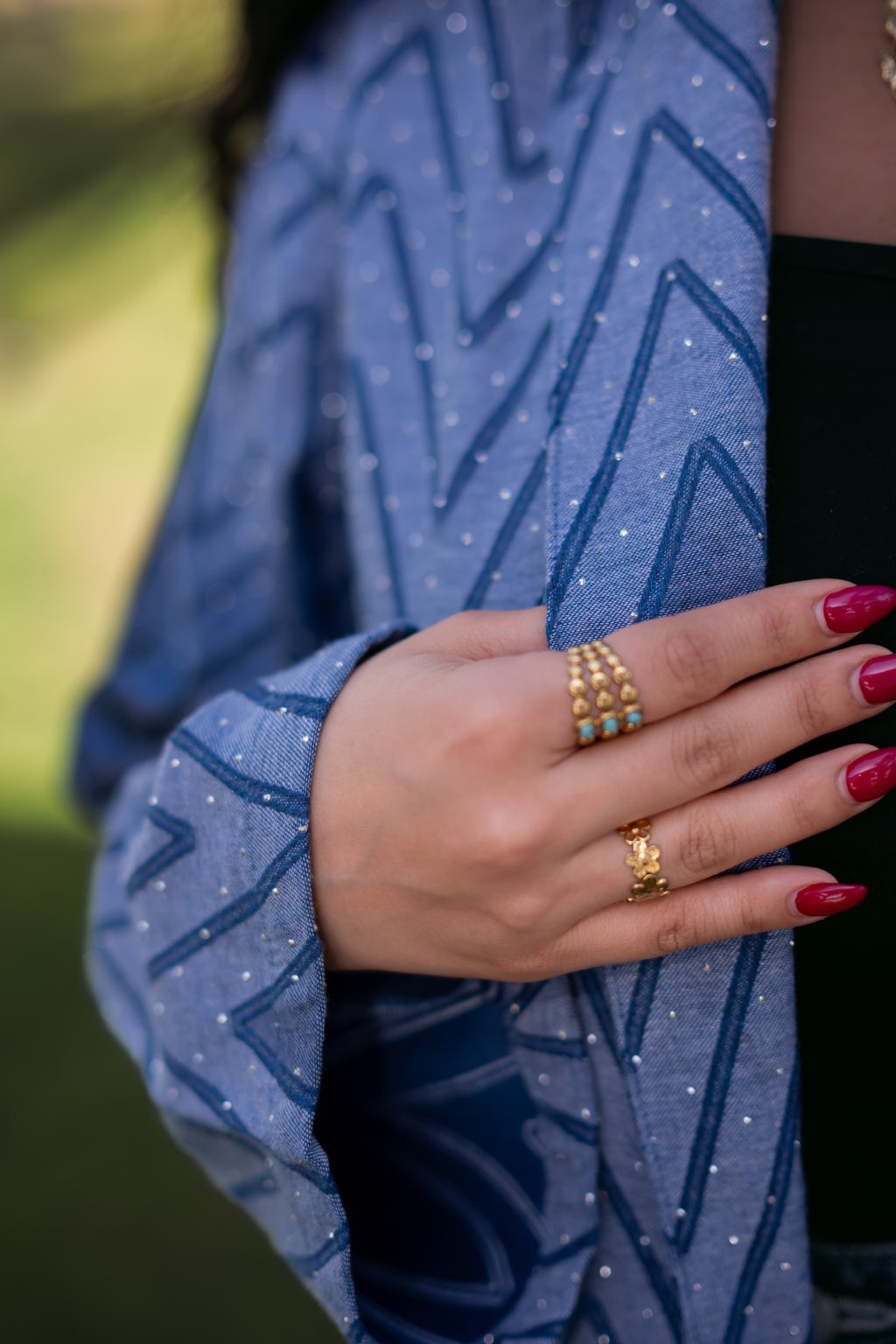 Elegant Jeans kimono with stras-K01