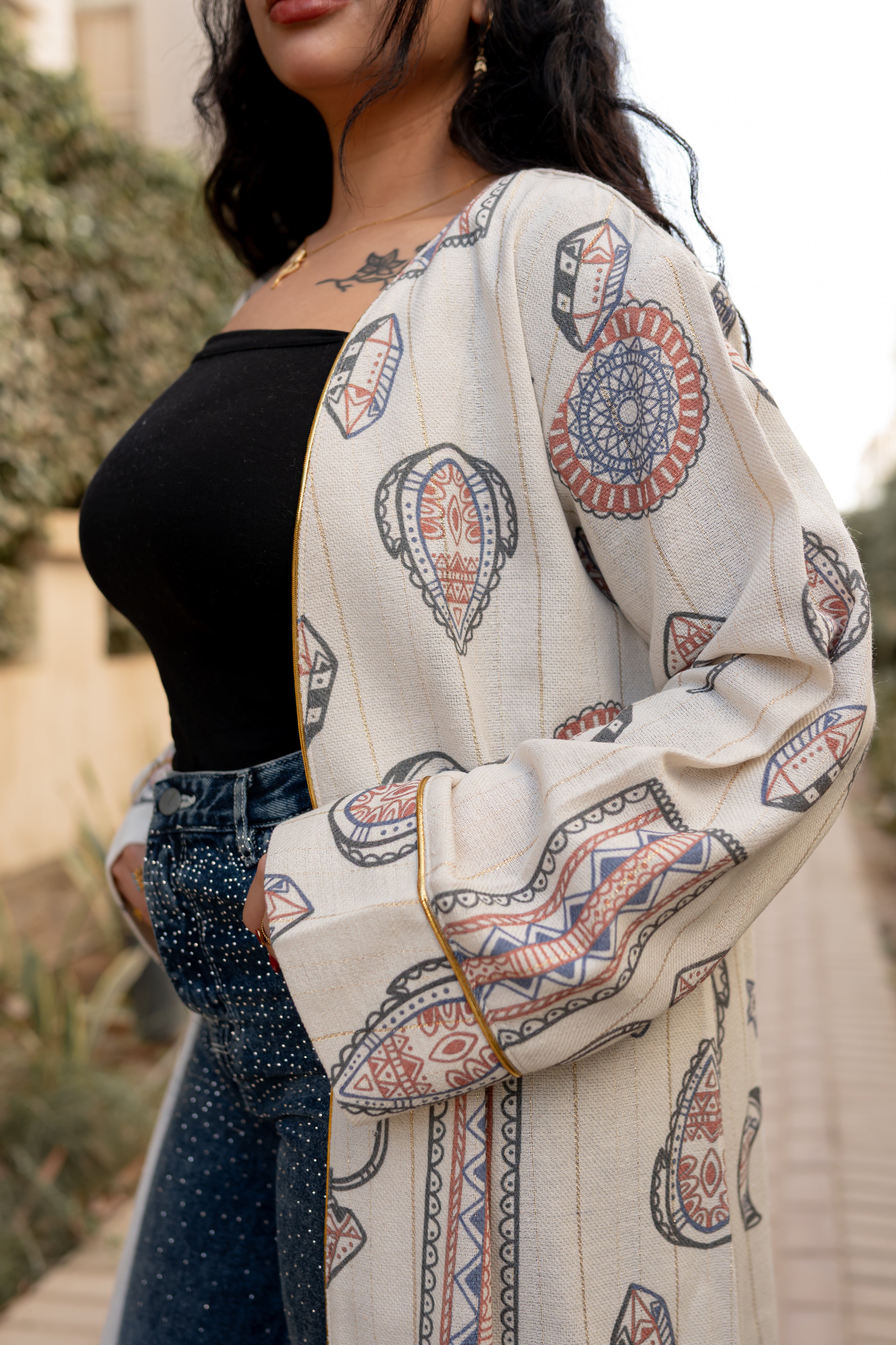 Printed veloura cotton kimono