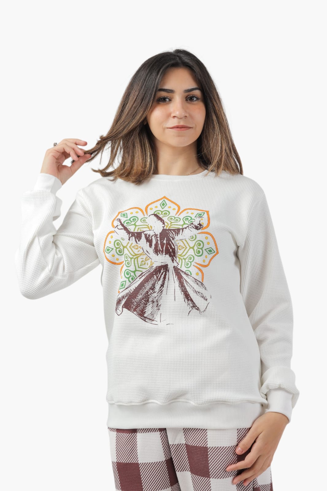 Brown-White Ramadan family pajama-Pj-W6