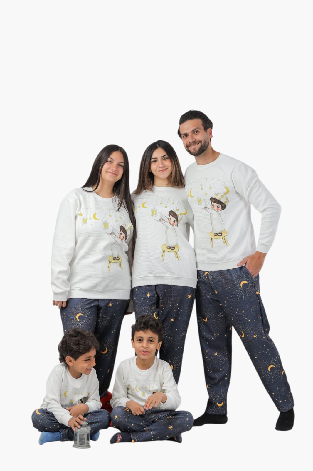 Blue-White Ramadan family pajama-Pj-W5