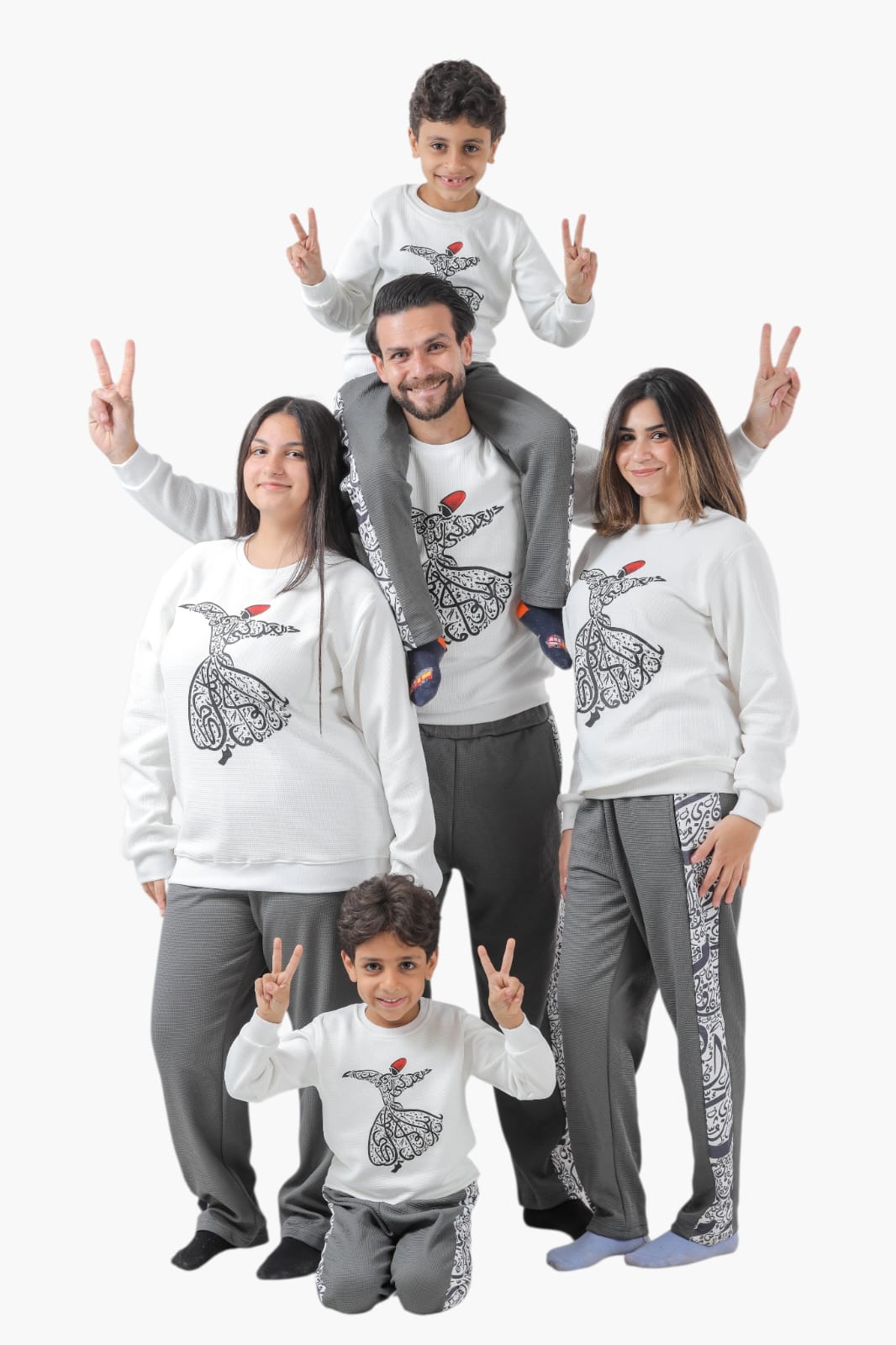 Gray-White Ramadan family pajama-Pj-W2