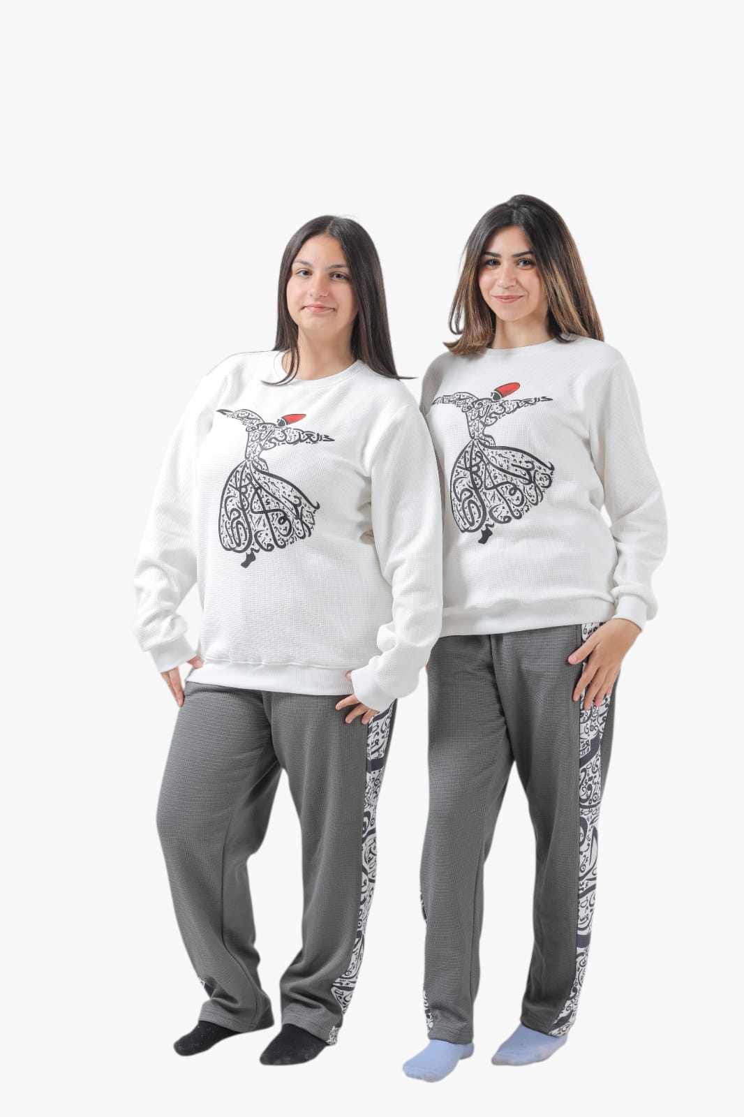 Gray-White Ramadan family pajama-Pj-W2